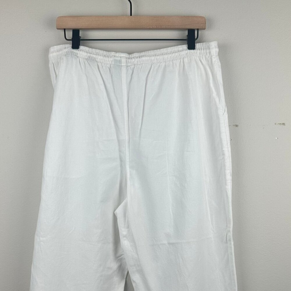 ERIKA White 100% Cotton Capri Ankle Elastic Waist w/‎ Drawstring Women Size LP - Picture 3 of 15